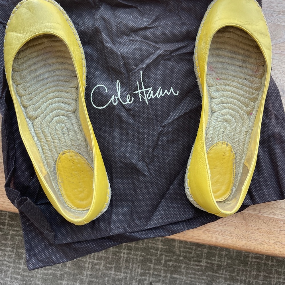 Cole Haan Sunny Yellow Leather Espadrilles, size 10